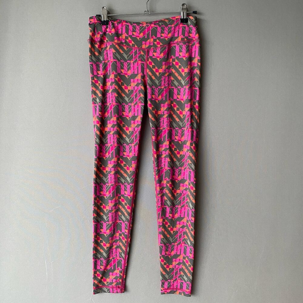 Inspired Hearts Geometric Sporty Chic Yoga Pilates Leggings Small Pink Grey